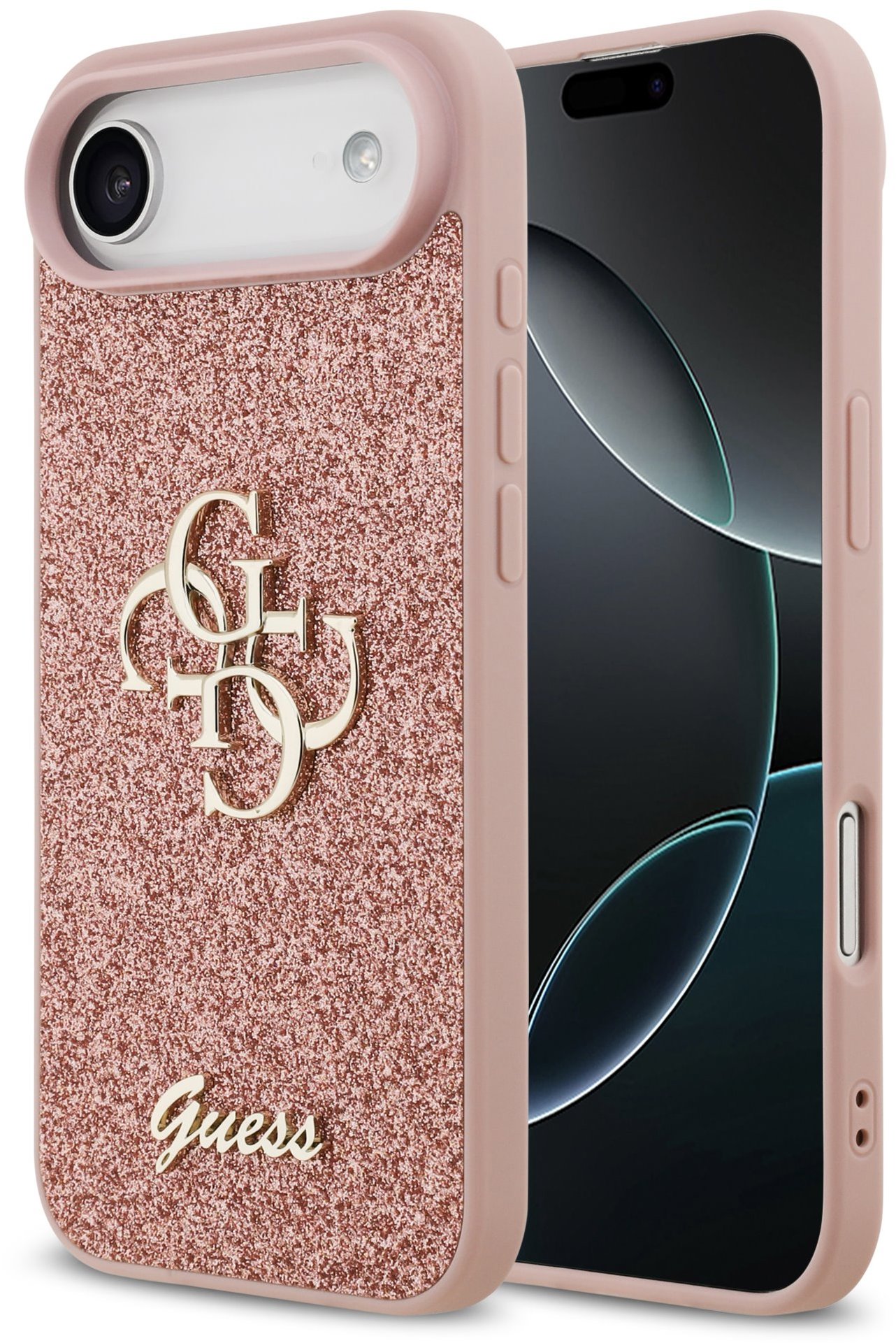 Guess PU Fixed Glitter 4G Metal Logo iPhone Air rózsaszín tok