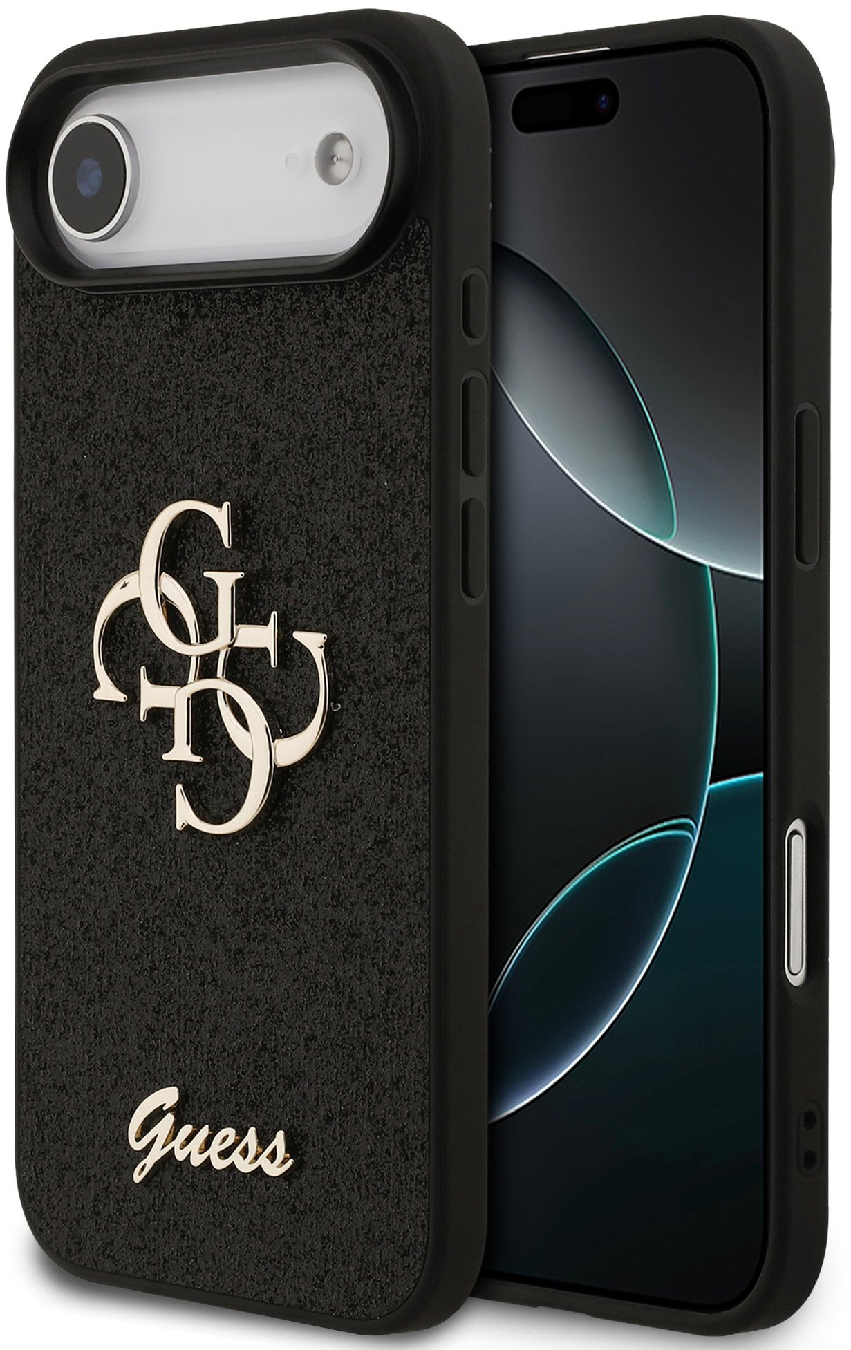 Guess PU Fixed Glitter 4G Metal Logo iPhone Air fekete tok
