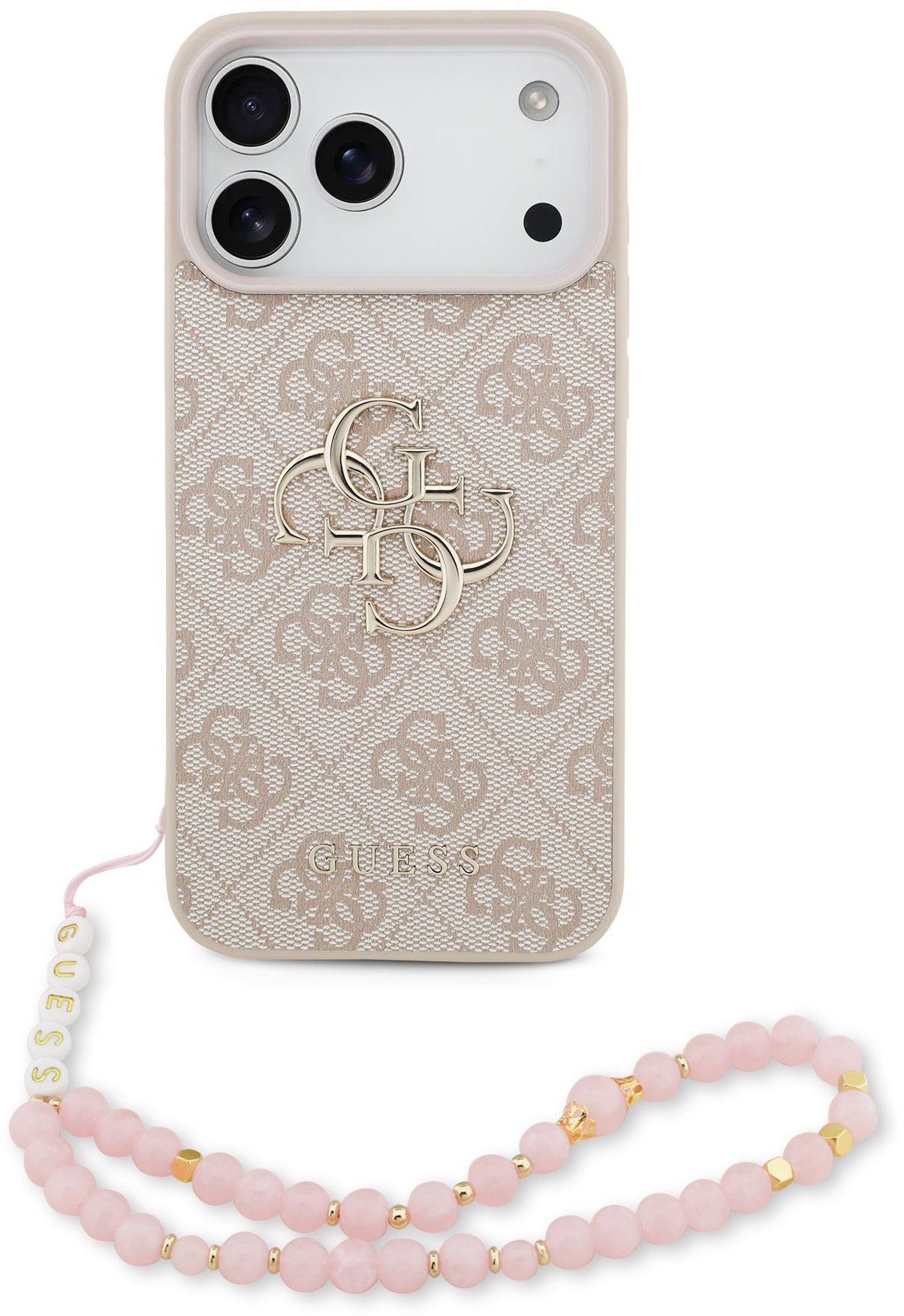 Guess PU 4G Metal Logo Strap iPhone 17 Pro Max rózsaszín tok