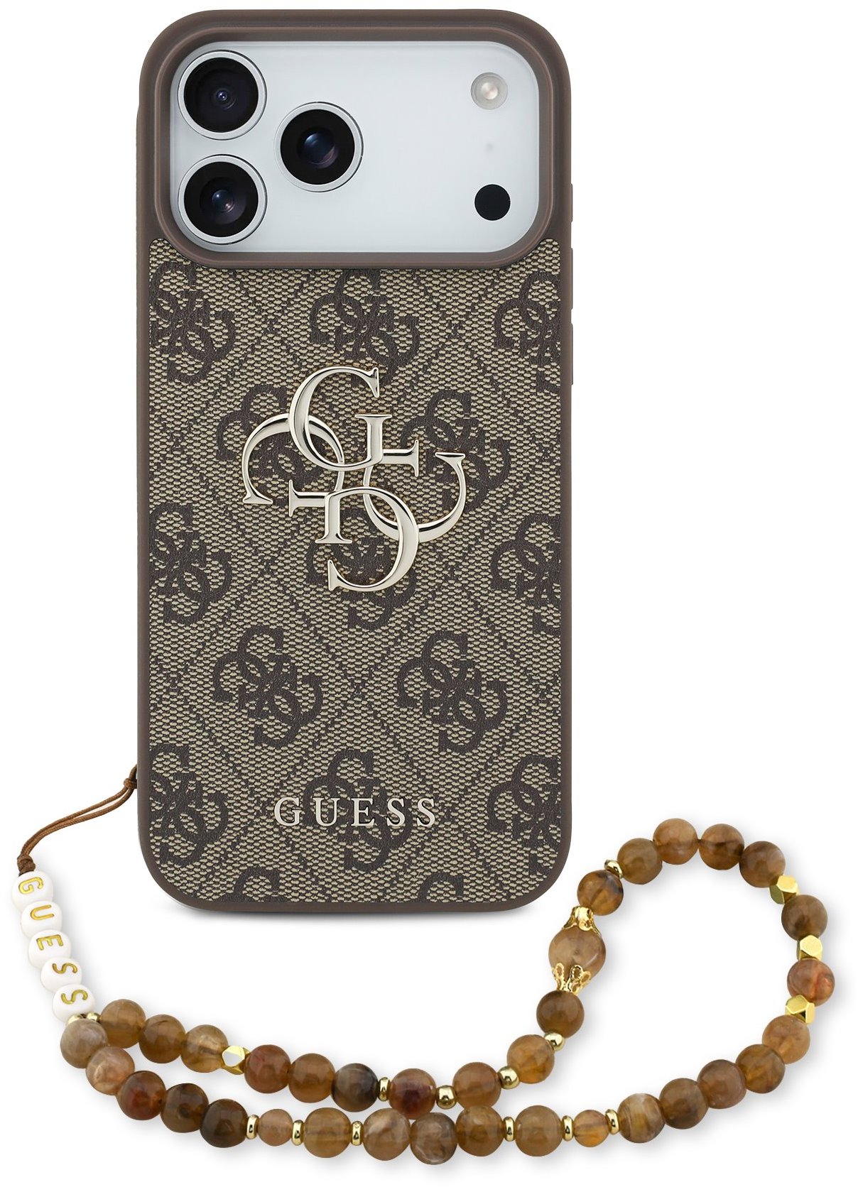 Guess PU 4G Metal Logo Strap iPhone 17 Pro Max barna tok