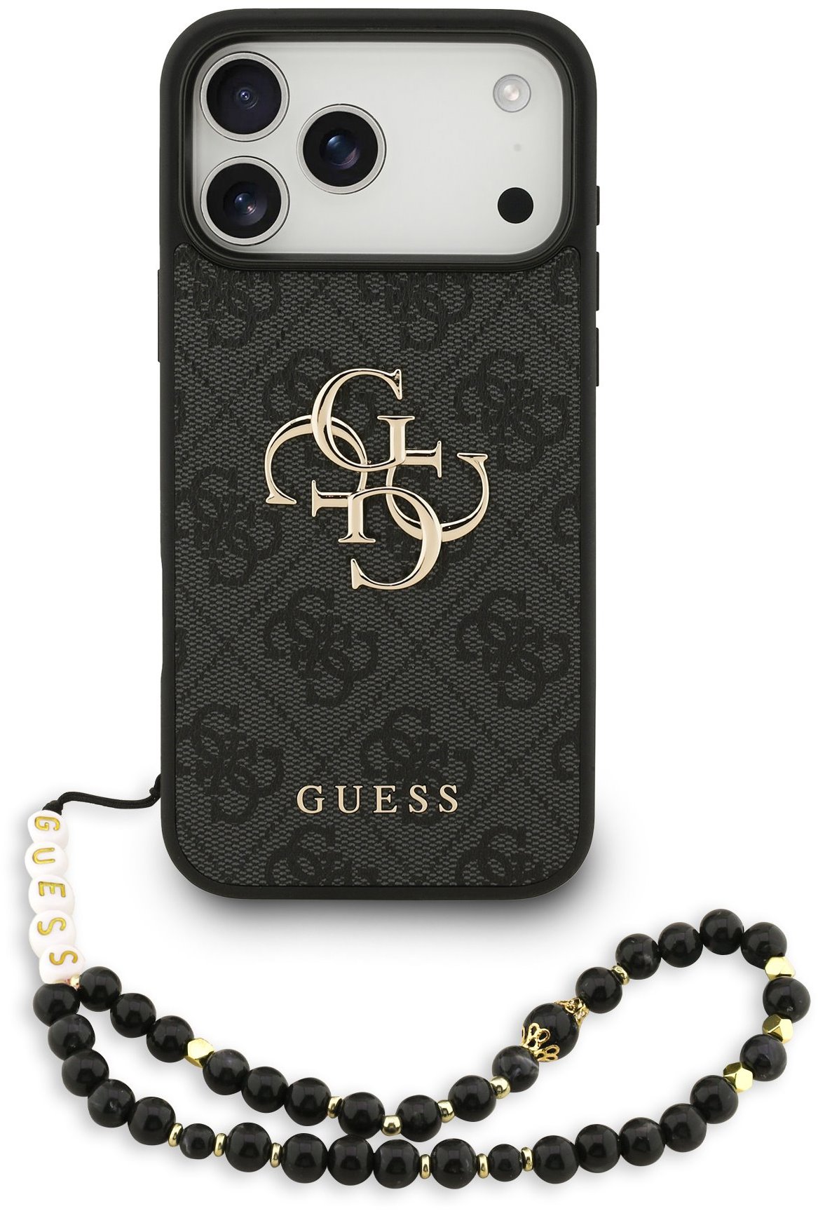 Guess PU 4G Metal Logo Strap iPhone 17 Pro Max fekete tok