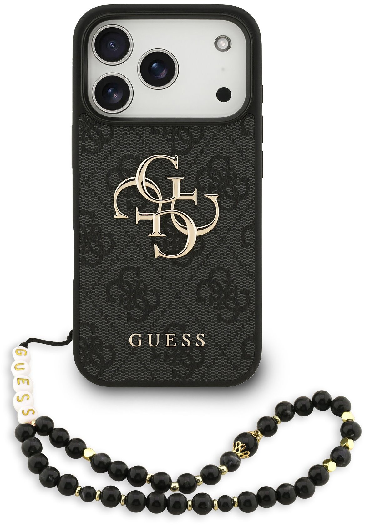 Guess PU 4G Metal Logo Strap iPhone 17 Pro fekete tok