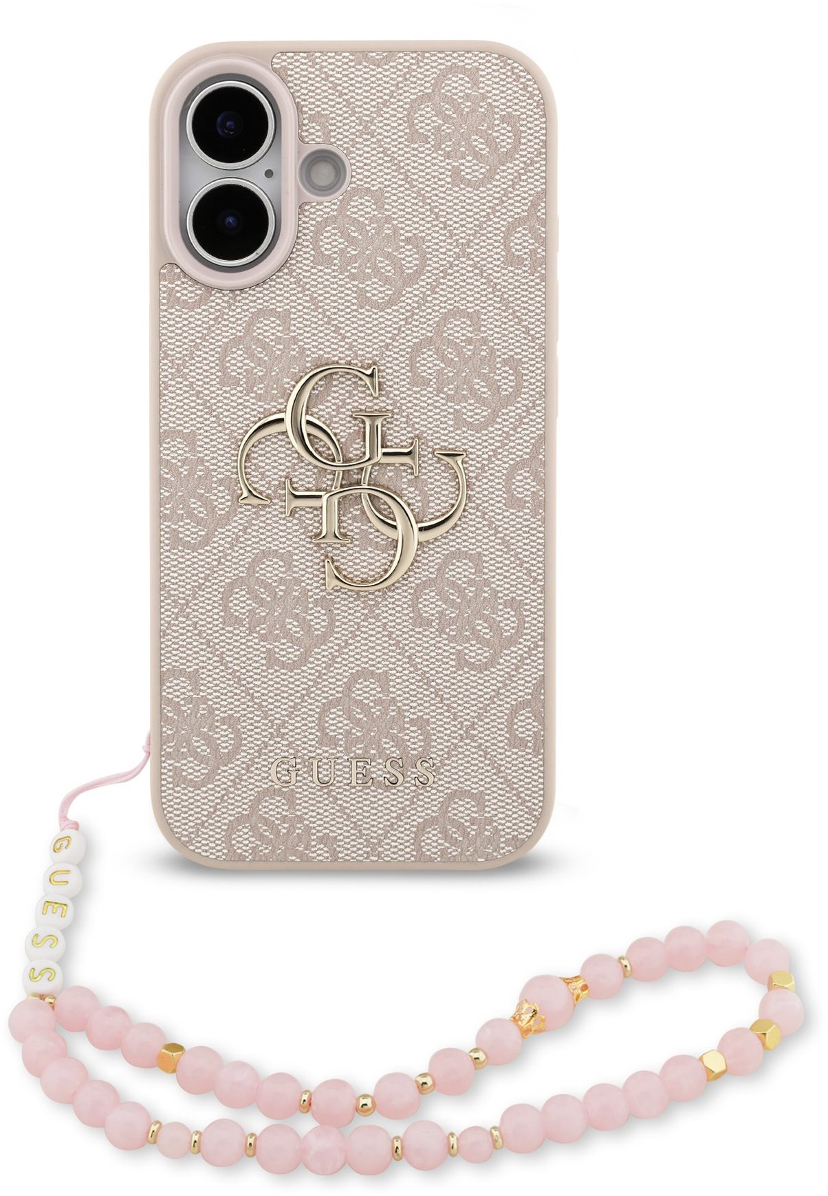 Guess PU 4G Metal Logo Strap iPhone 17 rózsaszín tok