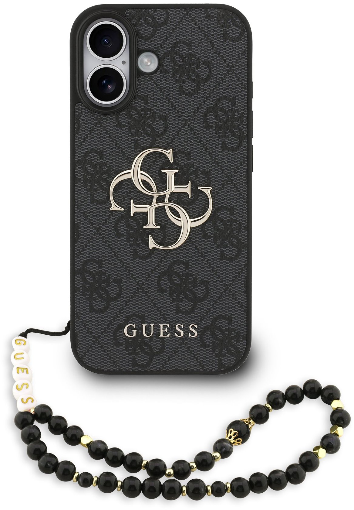 Guess PU 4G Metal Logo Strap iPhone 17 fekete tok