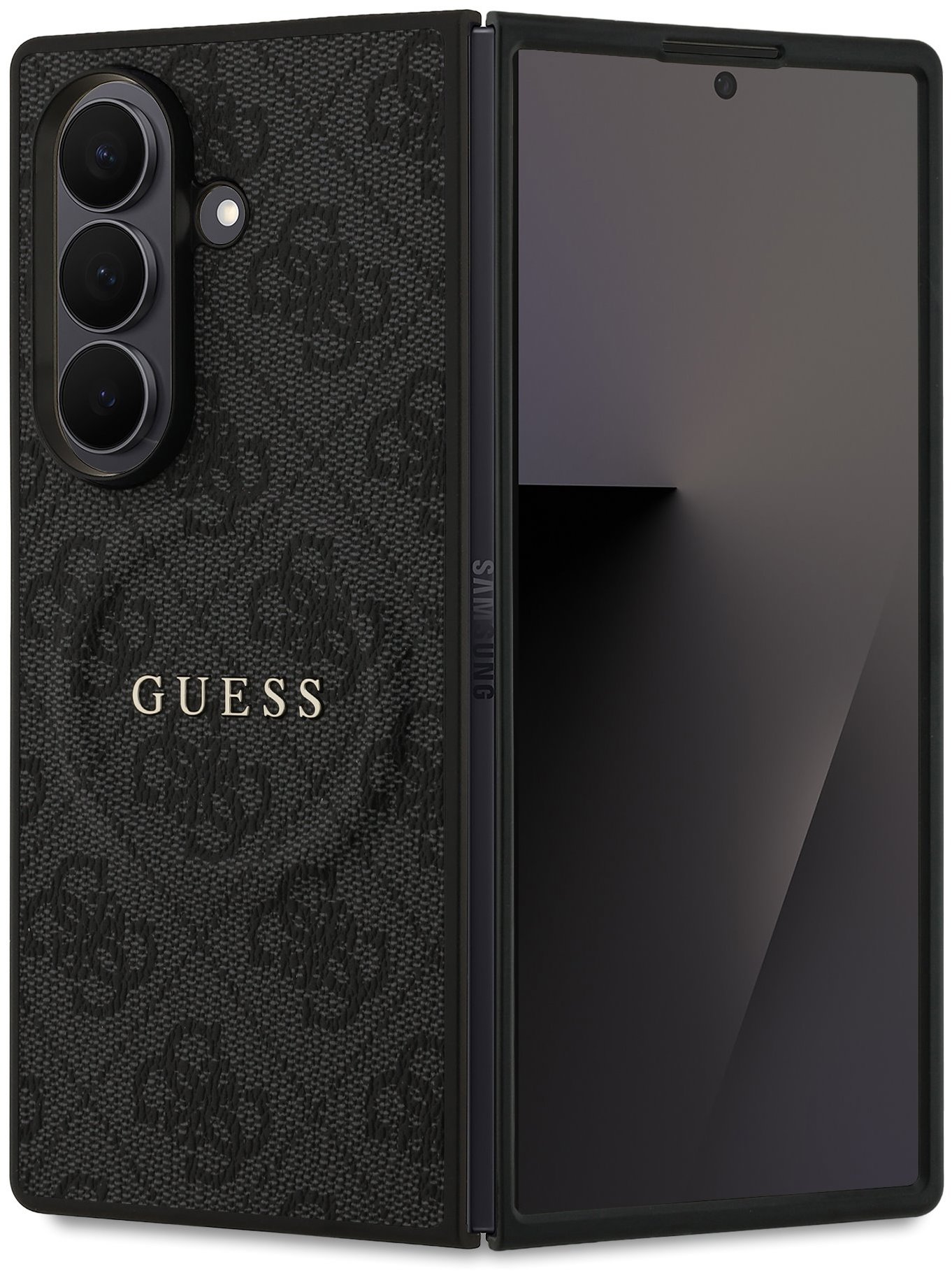 Guess PU Leather 4G Colored Ring Magnetic Samsung Galaxy Z Fold 7 fekete tok