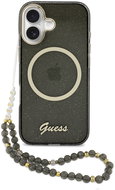 Guess IML Glitter Script Strap MagSafe Back Cover for iPhone 17 Black - Phone Cover