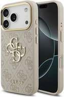 Guess PU Leather 4G Metal Logo Gold Frame Back Cover for iPhone 17 Pro Pink - Phone Cover