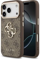 Guess PU Leather 4G Metal Logo Gold Frame Zadní Kryt pro iPhone 17 Pro Max Brown - Kryt na mobil