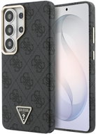 Guess PU Leather 4G Strass Triangle Logo Gold Frame Magnetic Back Cover for Samsung Galaxy S26 Ultra - Phone Cover
