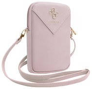 Guess PU Grained 4G Metal Logo Phone Bag with Zipper Pink - Phone Case