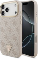 Guess PU Leather 4G Strass Triangle Logo Gold Frame MagSafe Back Cover for iPhone 18 Pro Max Pink - Phone Cover