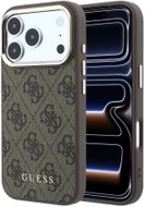 Guess PU Leather 4G Gold Frame MagSafe Back Cover for iPhone 18 Pro Max Brown - Phone Cover