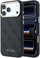 Guess PU Leather 4G Gold Frame MagSafe Back Cover for iPhone 18 Pro Max Black - Phone Cover