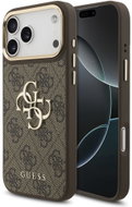 Guess PU Leather 4G Metal Logo Gold Frame Back Cover for iPhone 18 Pro Max Brown - Phone Cover