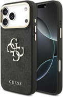 Guess PU Leather 4G Metal Logo Gold Frame Back Cover for iPhone 18 Pro Max Black - Phone Cover