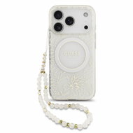 Guess IML Flowers Allover Strap MagSafe pro iPhone 18 Pro White - Protective Case