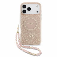 Guess IML Flowers Allover Strap MagSafe pro iPhone 18 Pro Max Pink - Protective Case