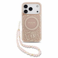 Guess IML Flowers Allover Strap MagSafe pro iPhone 18 Pro Pink - Protective Case