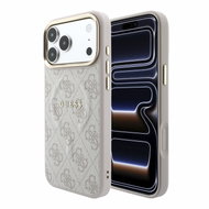 Guess PU Leather 4G Gold Frame Embossed MagSafe pro iPhone 18 Pro Max Pink - Protective Case