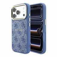 Guess PU Leather 4G Gold Frame Embossed MagSafe pro iPhone 18 Pro Max Blue - Protective Case