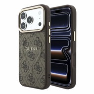 Guess PU Leather 4G Gold Frame Embossed MagSafe pro iPhone 18 Pro Max Brown - Protective Case