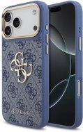 Guess PU Leather 4G Metal Logo Gold Frame pro iPhone 18 Pro Max Blue - Protective Case