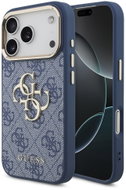 Guess PU Leather 4G Metal Logo Gold Frame pro iPhone 18 Pro Blue - Protective Case