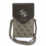 Guess PU Leather+Grained 4G Metal Logo phone bag brown - Phone Case