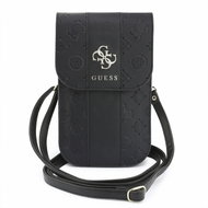 Guess PU 4G Peony Stripe Metal Logo phone bag black - Phone Case