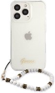 Guess PC Script and White Pearls Zadný Kryt na Apple iPhone 13 Pro Max Transparent - Kryt na mobil
