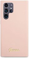 Guess Silicone Metal Logo Hátlap tok a Samsung Galaxy S22 Ultra készülékhez Pink - Telefon tok