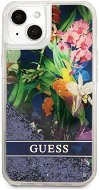 Guess Liquid Glitter Flower borító Apple iPhone 13 mini-hez, Kék - Telefon tok