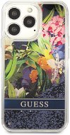 Guess Liquid Glitter Flower Cover für Apple iPhone 13 Pro Blue - Handyhülle