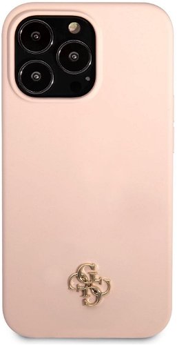 Guess Apple iPhone 15 Pro Max Schutzhülle Case Cover 4G Metal Gold Logo  Pink