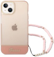 Guess PC/TPU Camera Outline Translucent Back Cover with Strap for iPhone 14 Plus Pink - Phone Cover