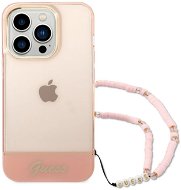 Guess PC/TPU Camera Outline Translucent Hátlap tok pánttal az iPhone 14 Pro Max készülékhez - rózsaszín - Telefon tok