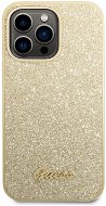 Guess PC/TPU Glitter Flakes Metal Logo Zadný Kryt pre iPhone 14 Pro Max Gold - Kryt na mobil