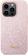 Guess PC/TPU Glitter Flakes Metal Logo Back Cover for iPhone 14 Pro Pink - Phone Cover