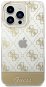 Guess PC/TPU Peony Glitter Script Logo Back Cover for iPhone 14 Pro Gold - Phone Cover
