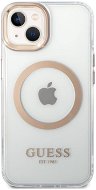 Guess Transparent MagSafe kompatibles Back Cover für iPhone 14 Gold - Handyhülle