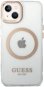 Guess Transparent MagSafe kompatibles Back Cover für iPhone 14 Plus Gold - Handyhülle