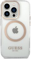 Guess Transparent MagSafe Compatible Back Cover for iPhone 14 Pro Max Gold - Phone Cover