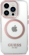 Guess Transparent MagSafe Compatible Back Cover for iPhone 14 Pro Pink - Phone Cover