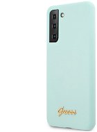 Guess Silicone Metal Logo Script Back Cover for Samsung Galaxy S21+ Light Blue - Phone Cover