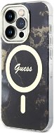 Guess Marble IML MagSafe kompatibles Back Cover für iPhone 14 Pro schwarz - Handyhülle