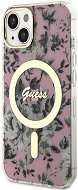 Guess PC/TPU Flowers IML MagSafe Kompatibilný Zadný Kryt na iPhone 14 Pink - Kryt na mobil