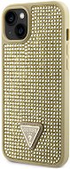 Guess Rhinestones Triangle Metal Logo Cover für iPhone 14 Gold - Handyhülle
