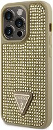 Guess Rhinestones Triangle Metal Logo Cover für iPhone 14 Pro Gold - Handyhülle