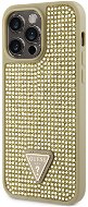 Guess Rhinestones Triangle Metal Logo Hülle für iPhone 14 Pro Max Gold - Handyhülle