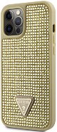 Handyhülle Guess Rhinestones Triangle Metal Logo Cover für iPhone 12 Pro Max Gold - Kryt na mobil